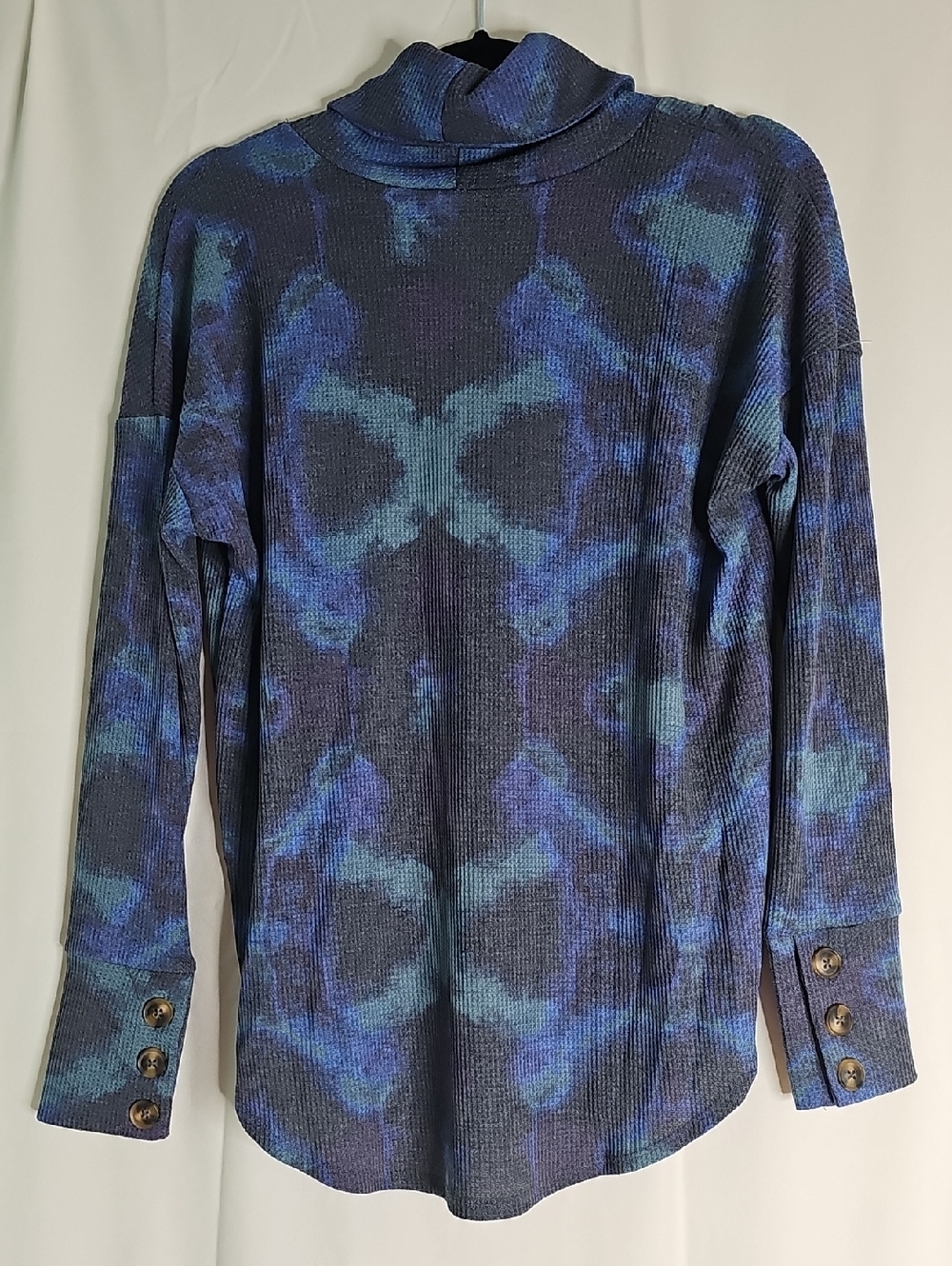 LuLaRoe Aubrey Blue and Purple Tie-Dye Waffle Knit Top - Picture 4 of 7